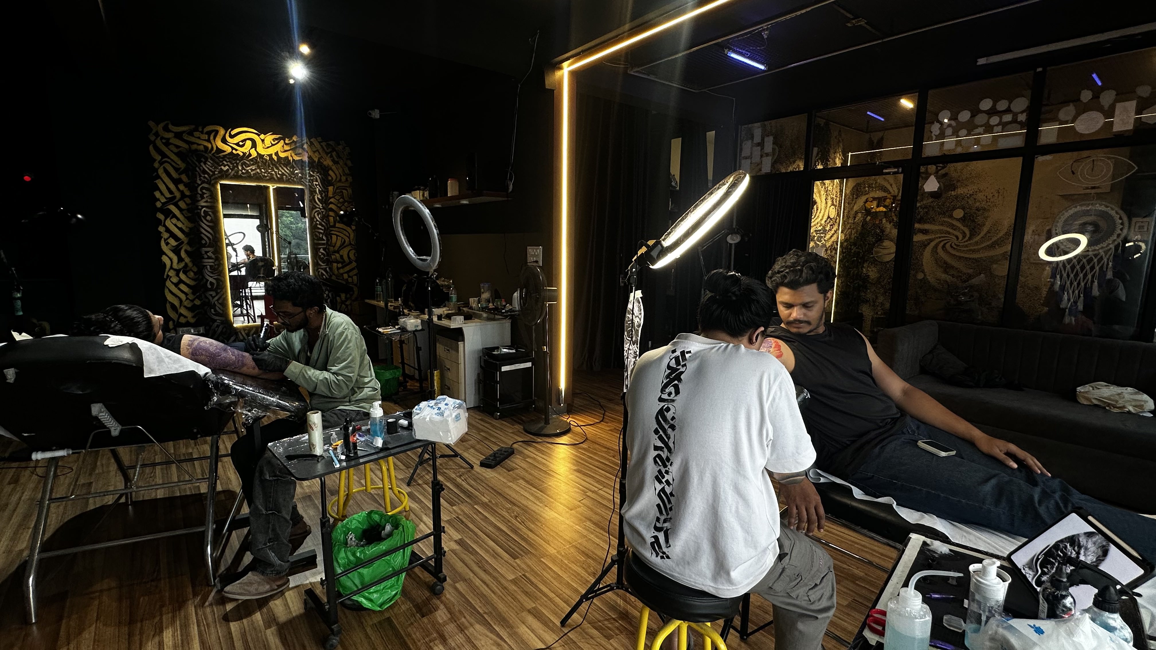 Alternate wide angle showing the calligraphy mirror and galaxy wall