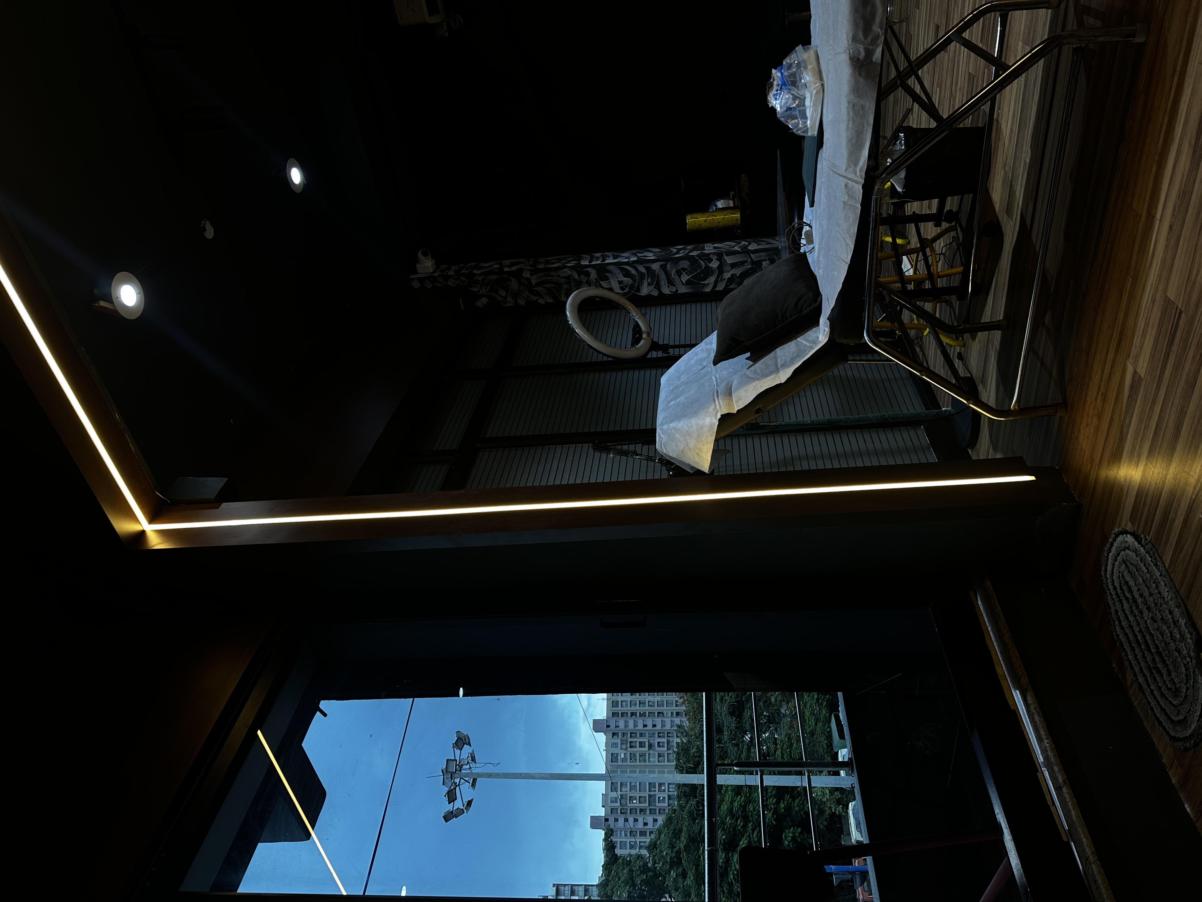 Modern tattoo studio interior with dark aesthetic